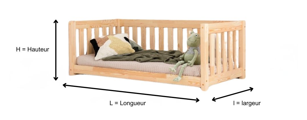 Schéma du lit en bois JULES